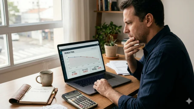 Homem analisando a Renda Fixa