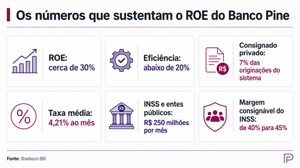 Números que sustentam o ROE do Banco Pine